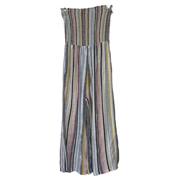Blue Island Strapless Striped Jumpsuit Multicolored Polyester Blend XS/S-READ - Picture 2 of 12
